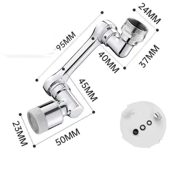 Universal Διπλά Περιστρεφόμενη Κεφαλή Βρύσης 1080° με Φίλτρο & 2 Λειτουργίες Πίεσης Νερού Jet & Foam